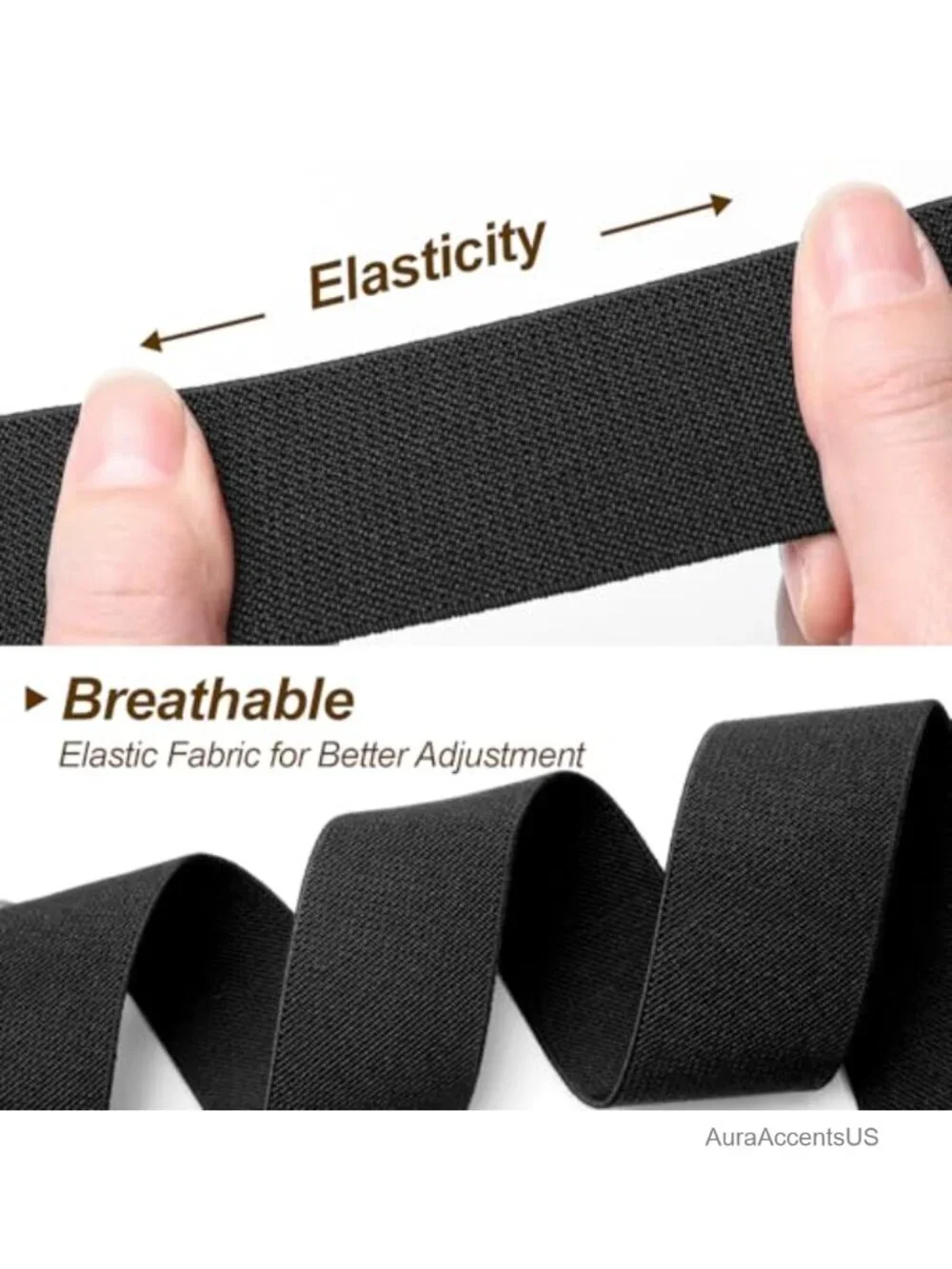 Elastic Belt with Gold Buckle - Stretchy Waist Belt for Dresses